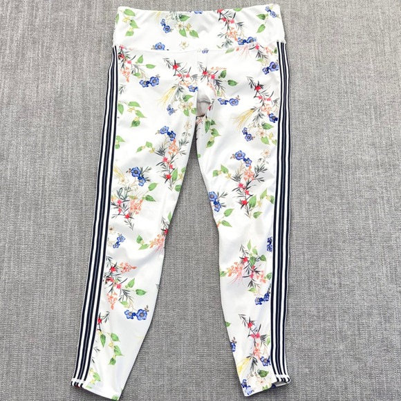 Athleta Pants - Athleta Contender Blossom Floral 7/8 Running Tights Medium Side Stripe